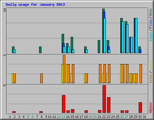Daily usage for January 2013