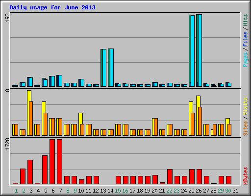 Daily usage for June 2013