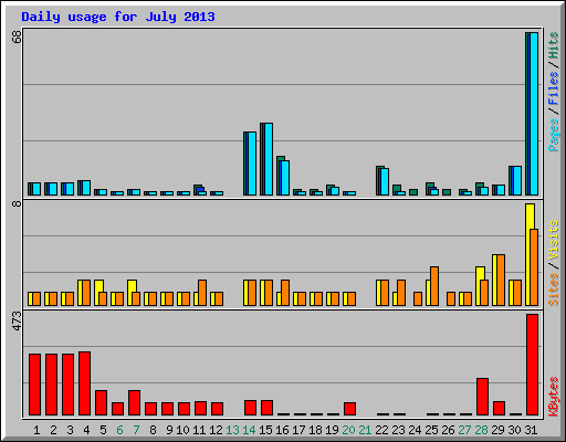 Daily usage for July 2013