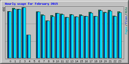 Hourly usage for February 2015