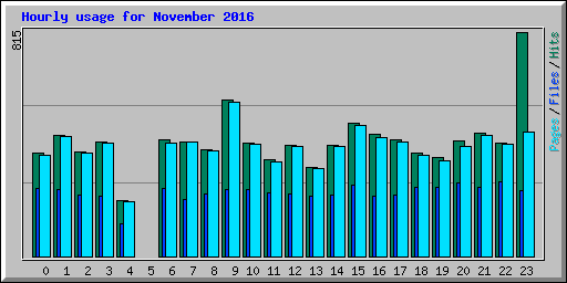 Hourly usage for November 2016